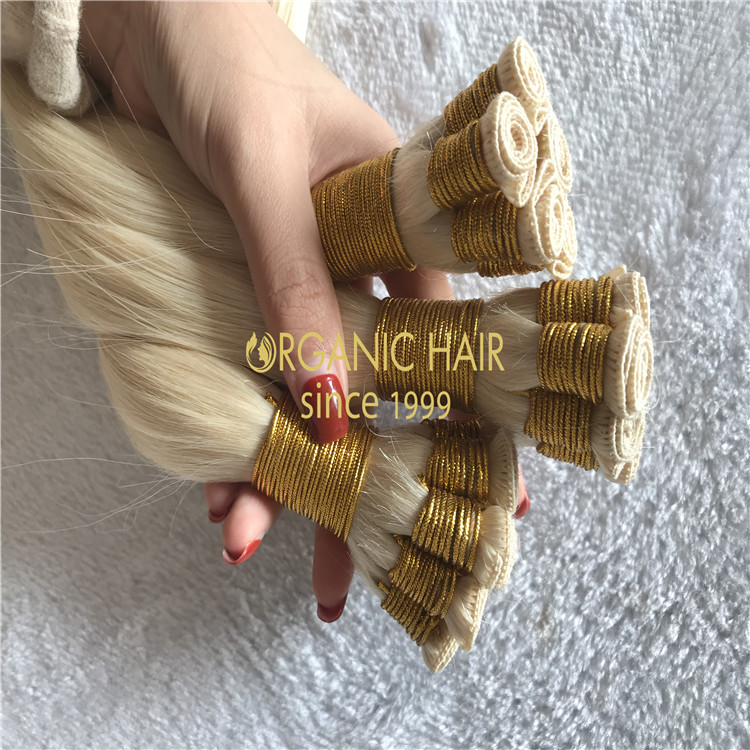 High quality human hair extensions#60 hand tied hair H131